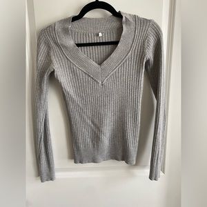 Vneck Gray Long Sleeve Sweater